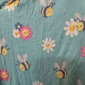 Pj Cropped Pants munki munki Blue and Pink Floral Bee Fabric